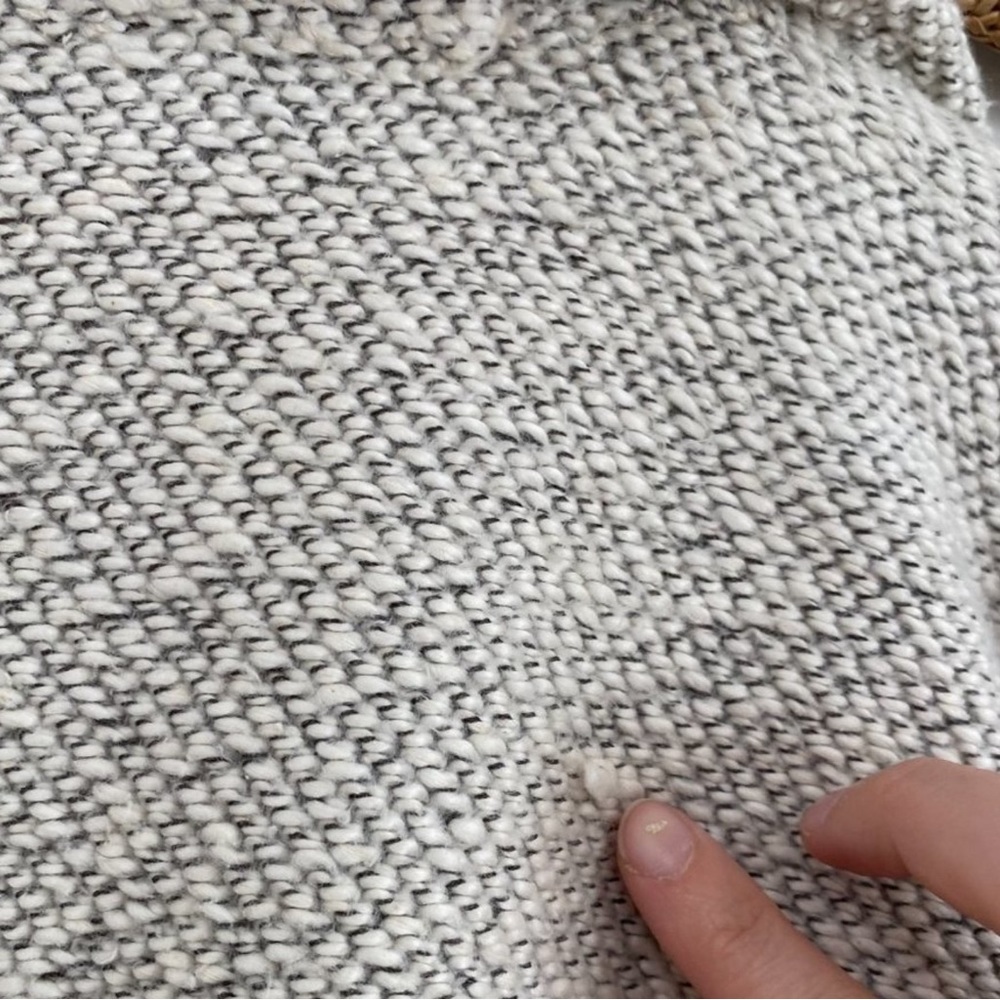 Lucky Brand Gray White Embroidered Knit Cardigan Sweater Jacket Large